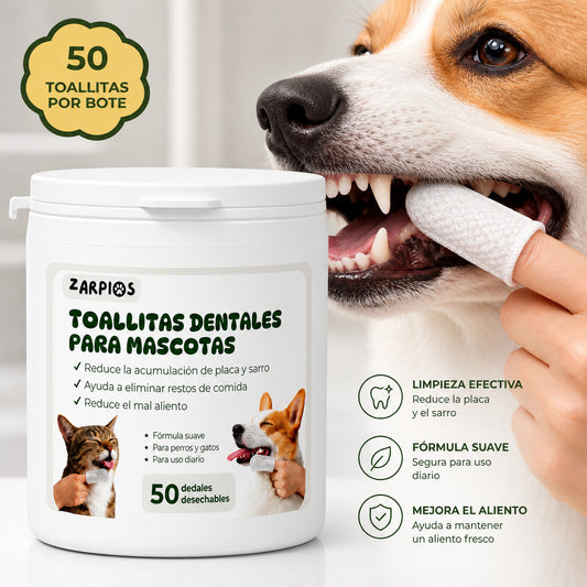 Toallitas Dentales Limpieza Mascotas (50 Ud)