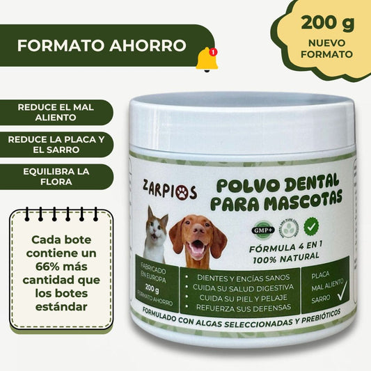 Polvo Dental Natural 4 en 1 para Perros y Gatos − 200 gr