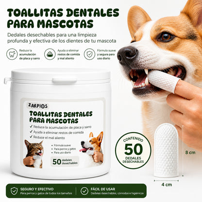 Toallitas Dentales Limpieza Mascotas (50 Ud)